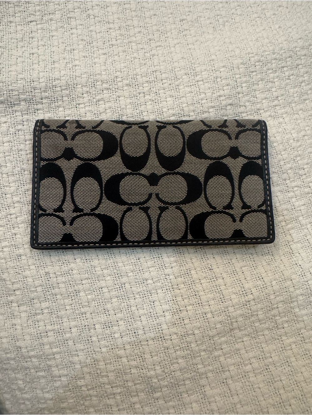 Coach Signature Jacquard Checkbook Cover/Slim Bifold Wallet